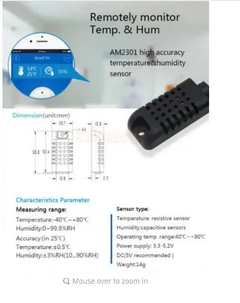 Itead Sonoff TH16A монитор температуры и влажности WiFi беспроводной умный переключатель