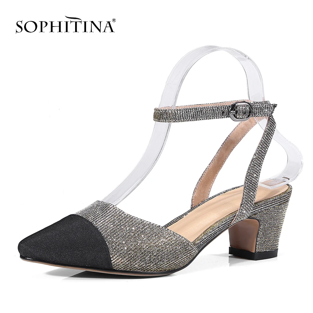 SOPHITINA/Новинка; стильные женские босоножки для офиса; модная обувь с пряжкой на ремешке; шикарная обувь; сезон весна-осень; женские босоножки на квадратном каблуке; MO191