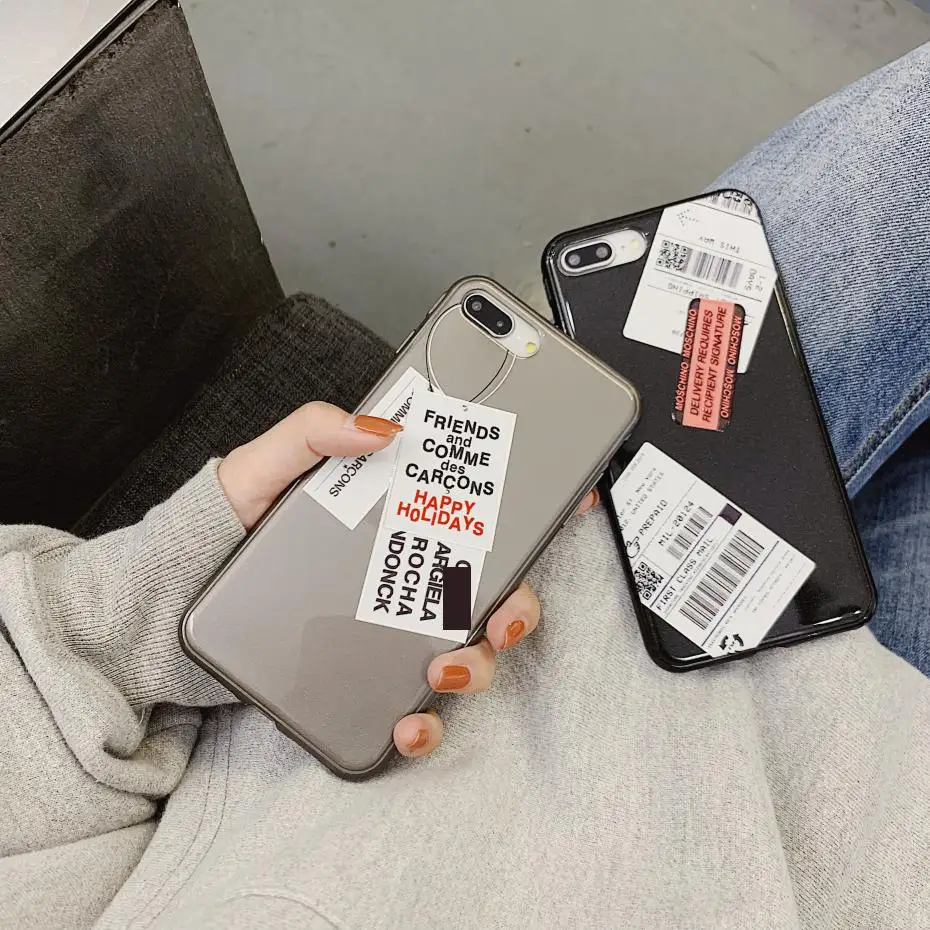 Ins Japan clothes MUJI label мягкий чехол для телефона iphone 7 8 6 6S plus 11 Pro X XR XS MAX матовый Силиконовый чехол для пары девушек
