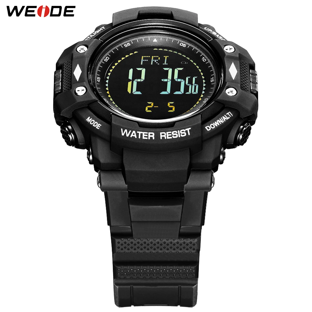 WEIDE Sports Military Fashion 50 Bar Water Resistant Electronic Digital Clock Alarm Back Light PU Strap Black Wrist Watch Hour | Наручные