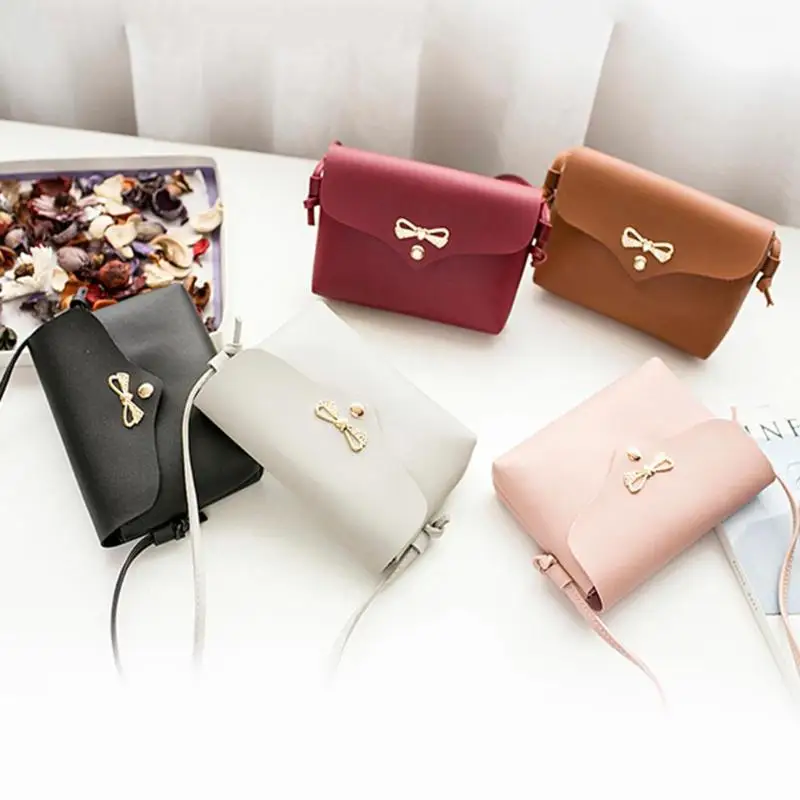 

Simple Casual Flap Shoulder Bags Women Bowknot Pure Mini Messenger Handbags Ladies Lock Flap shoulder bag for female