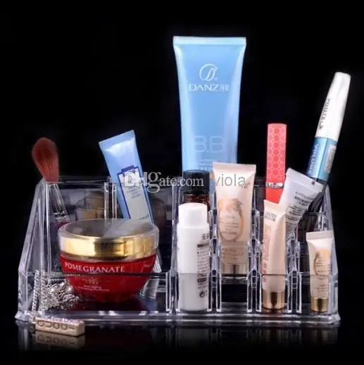 

Модный дисплей, прозрачный акриловый кристаллический косметический Органайзер с двумя рисунками, держатель для макияжа, коробка для хране...