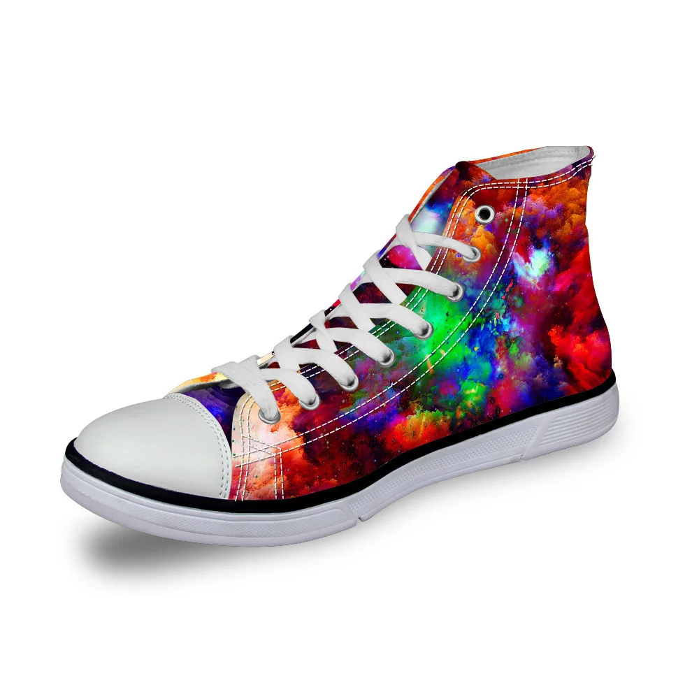 Noisydesigns High top canvas men sneakers vintage vulcanized flat shoes Ayakkab interstellar galaxy 3D starry sky print boys | Обувь