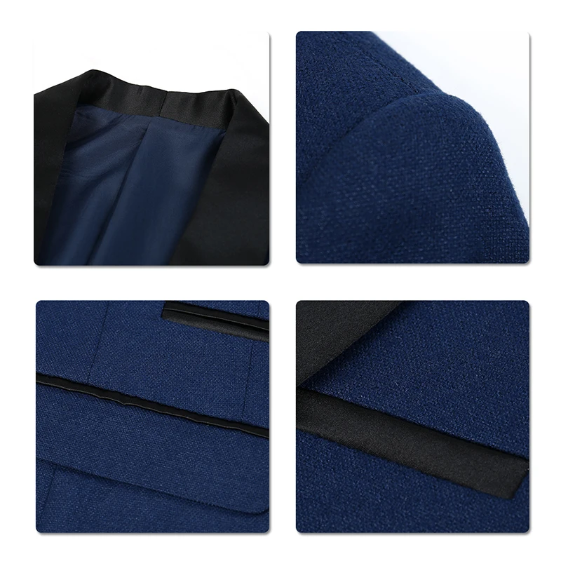 YUNCLOS 2019 Свадебный Мужской костюм пиджак однотонный платок воротник Повседневный