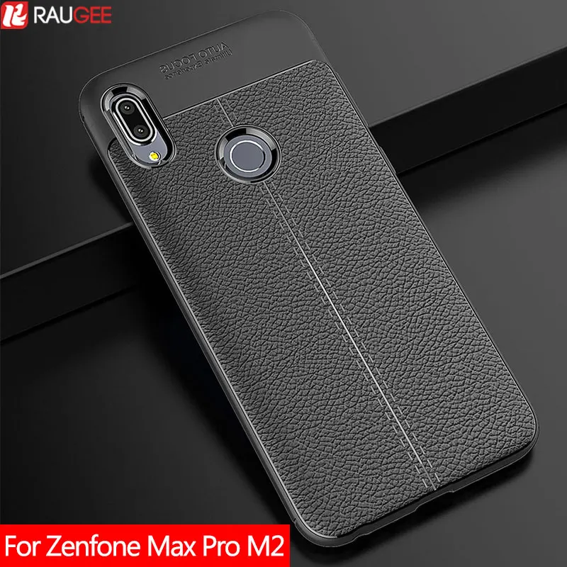 Прочный чехол для ASUS Zenfone Max Pro M2 ZB631KL на ZB633KL с кожаной текстурой силиконовый