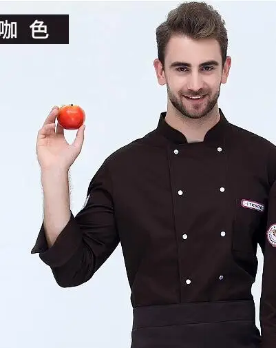 M-Brown Поварская кухонная куртка для взрослых, Высококачественная форма шеф-повара, британская одежда, женская одежда для ресторана, шеф-повара, женская одежда, B-6522 - Цвет: M-Brown