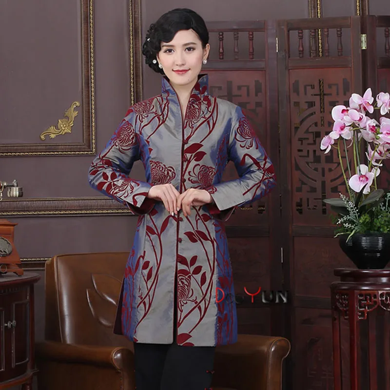 Новое поступление китайская традиция женские удлиненные пальто с ворсом