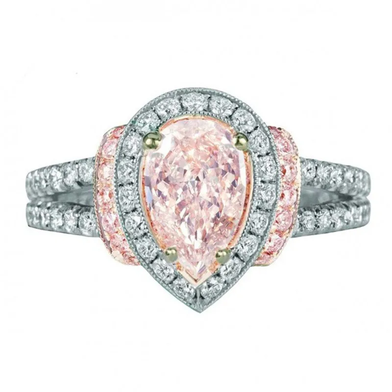 

Water Drop Promise ring 925 Sterling silver Pink AAA cz Party Wedding Band Rings for women Engagement Finger Jewelry