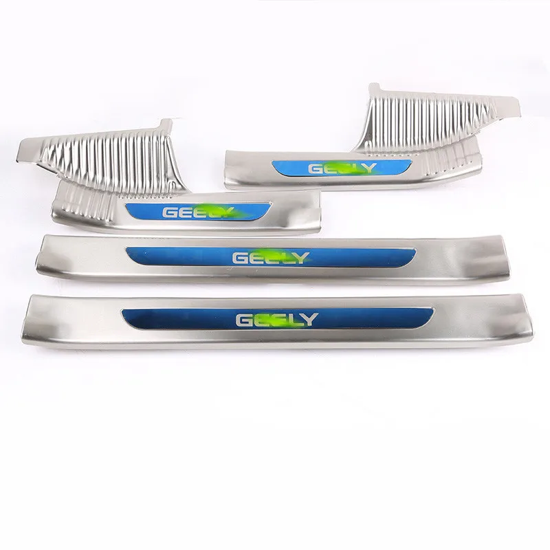 interior blue 4pcs Дверный порог специальная приветственная защита педали пластина Внешняя дверная педаль автомобильные аксессуары для Geely Atlas Emgrand X7 Sport - Цвет: interior blue 4pcs