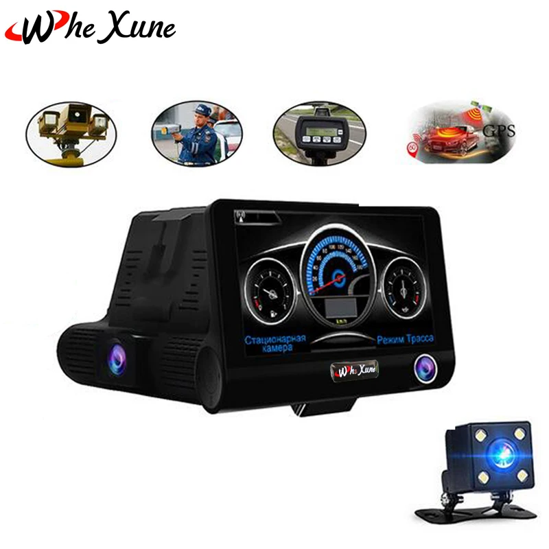 Whexune 2018 Русский Голос 4.0 дюймов 3 в 1 Видеорегистраторы для автомобилей автомобиля