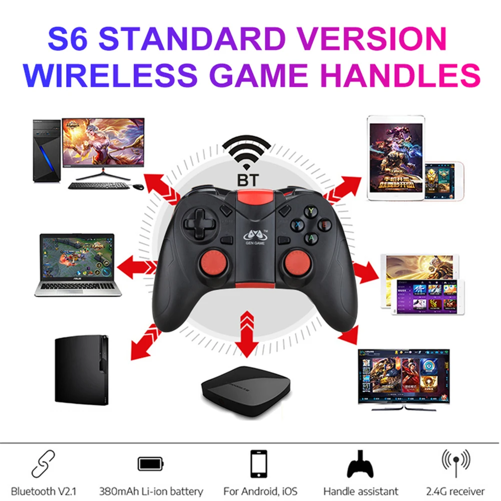 GEN GAME S6 беспроводной геймпад джойстик Bluetooth игровой контроллер для IOS Android мобильных телефонов планшет ТВ коробка универсальная игра Handl