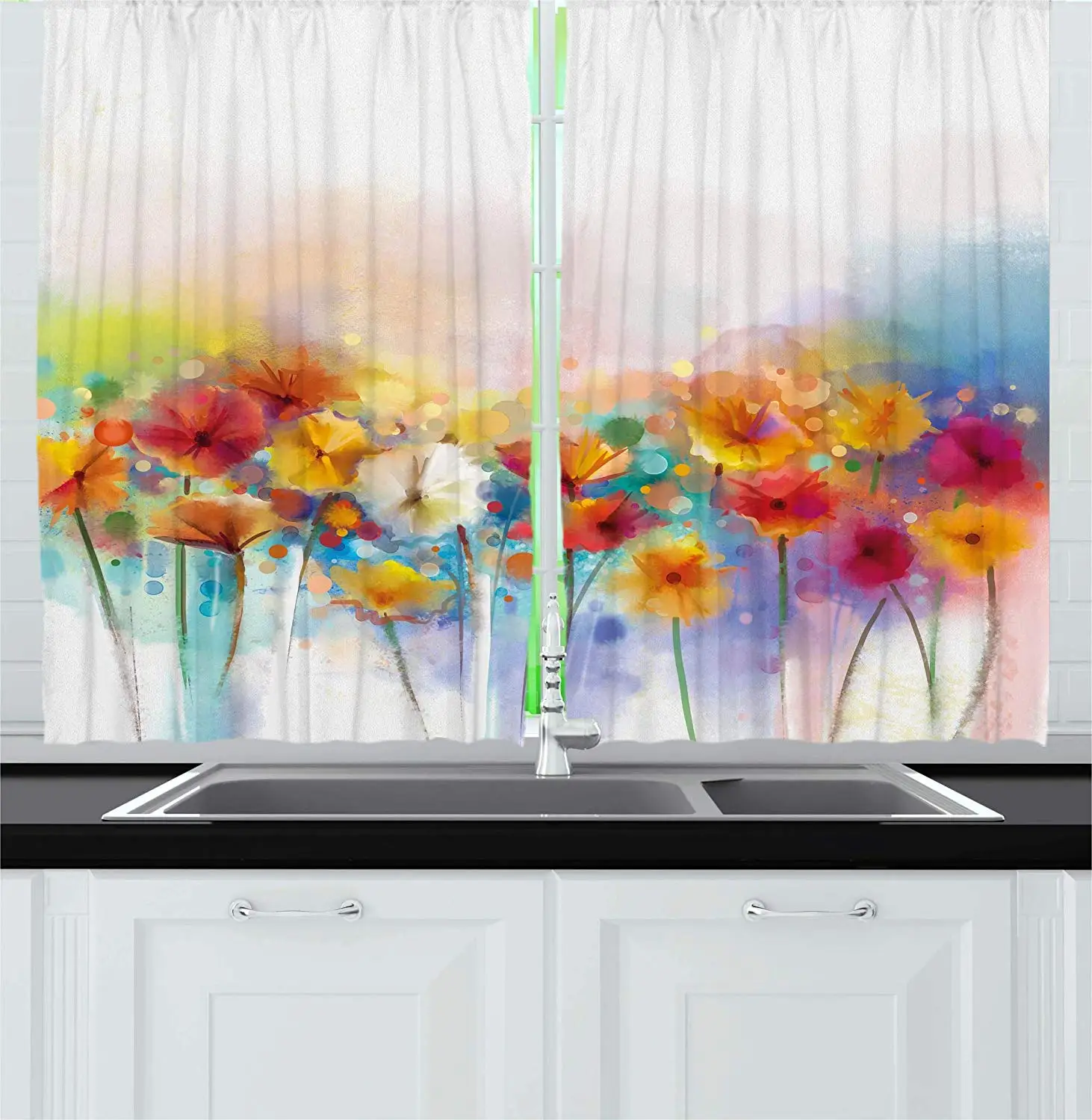 Акварель цветок домашний декор занавески Гербера букет текстурированный