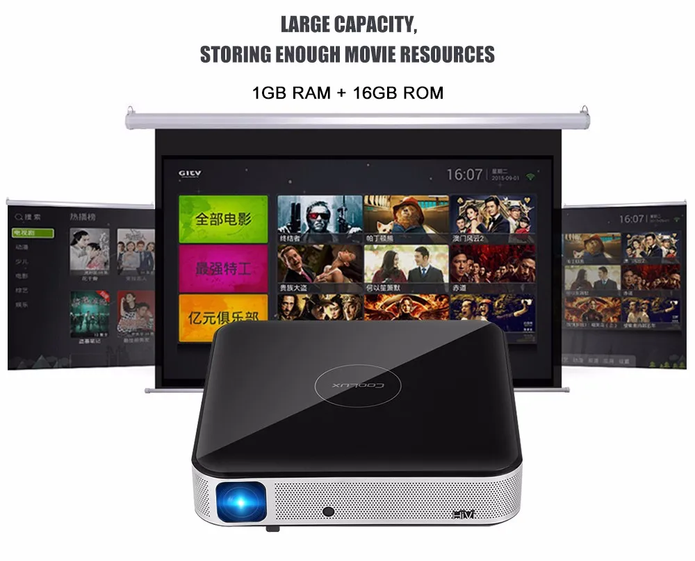 Coolux S3 DLP проектор 3D 1500 люмен 4K 1-2,5 м домашний кинотеатр Cortex-A53 1500: 1 1280x800 автоматический фокус умный проектор на Android