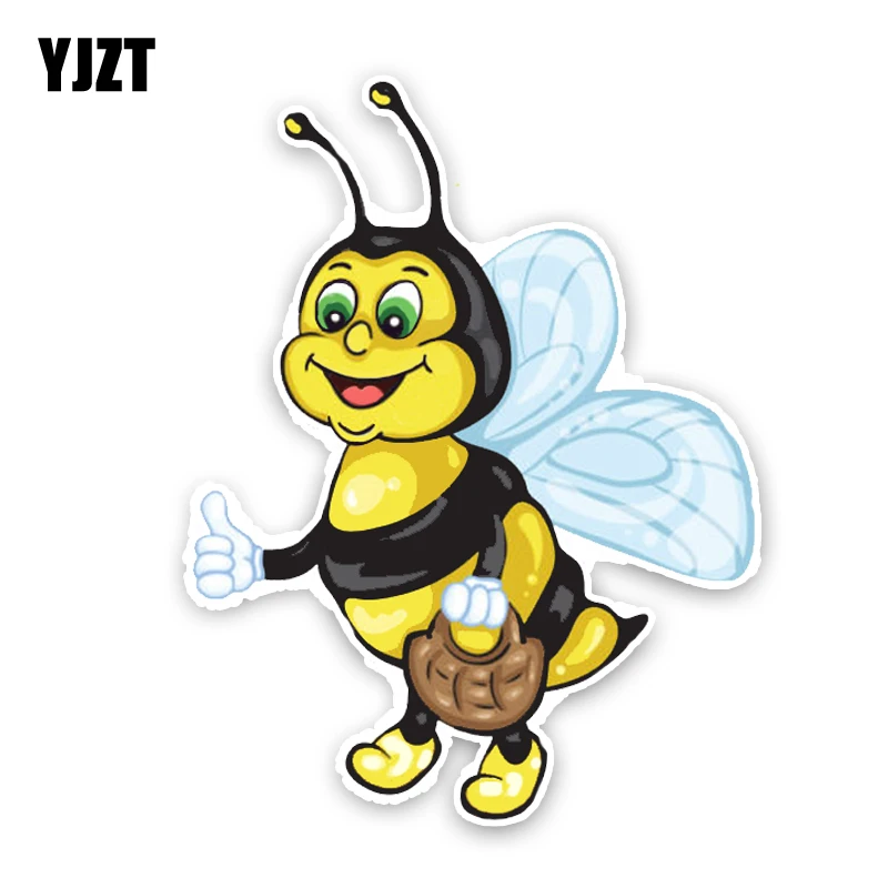 

YJZT 11.8CM15.5CM Interesting Lovely Cartoon Bees Colored PVC Car Sticker Bumper Window Decoration Graphic C1-5213