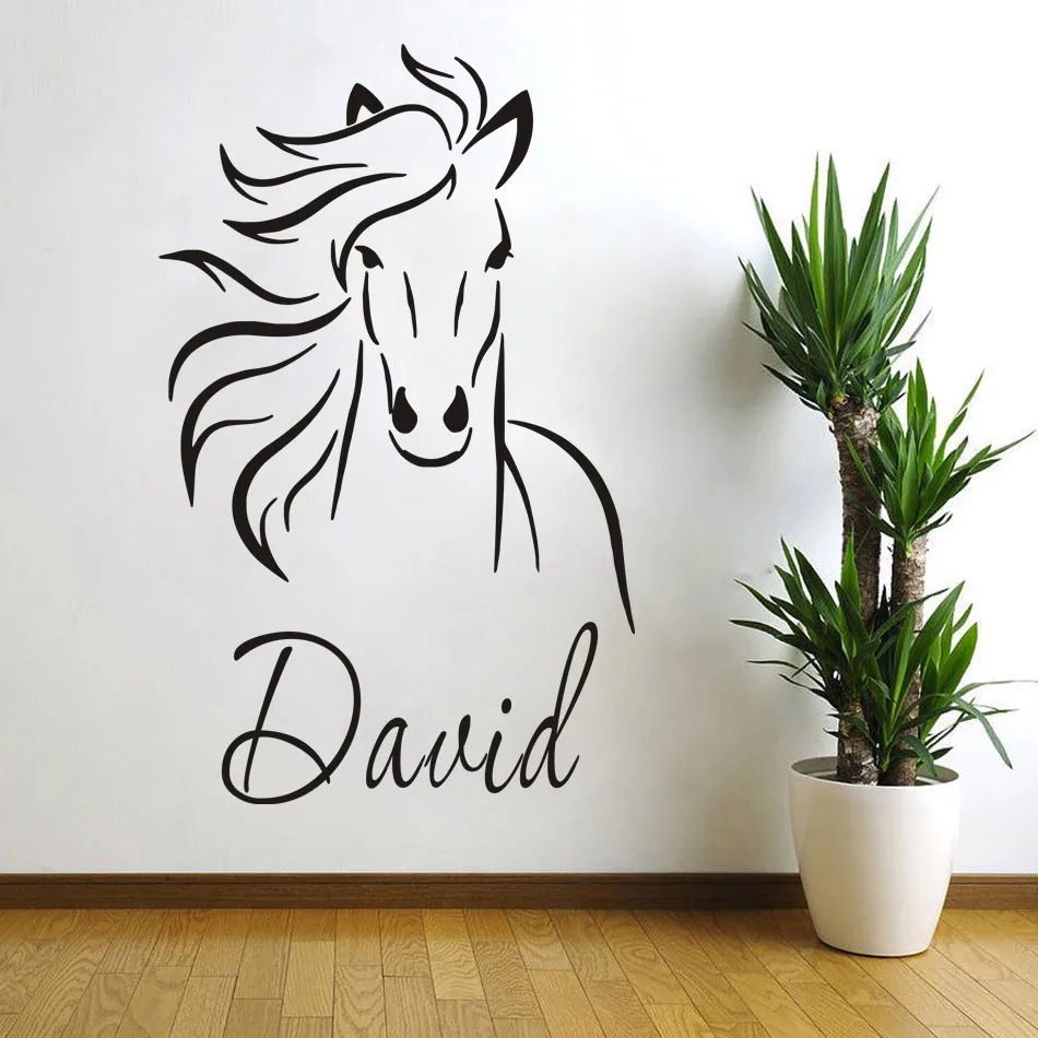 2017 Наклейка на стену в виде коня Виниловая наклейка Лошадь персональное имя для