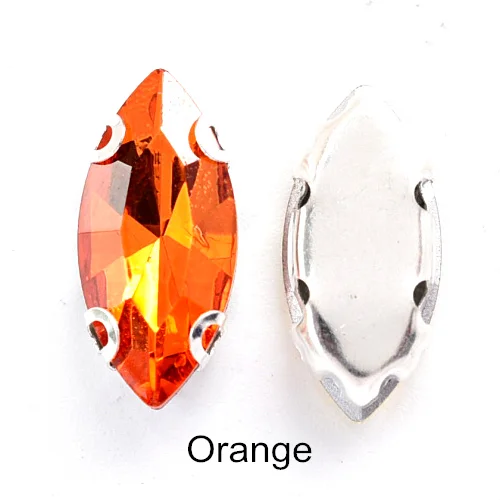 Orange 5 размеров, прозрачные стразы для глаз лошади, пришивные стразы с когтями, Стразы для одежды, украшения B0833 - Цвет: Orange