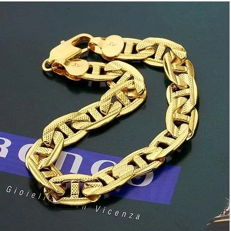 Ювелирные изделия 18 К желтое золото заполнено моде браслет золотой 12 мм ширина|gold