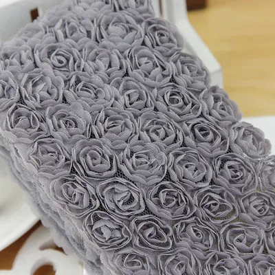 5Yd/лот 14 цветов DIY бант кружевная ткань 6 рядов 3D Роза кружевная отделка телефон красота кружева RS630 - Цвет: gray