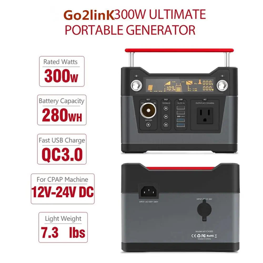 Портативная электростанция Go2linK 300 Вт AC/DC 12 В 24 переносной перезаряжаемый