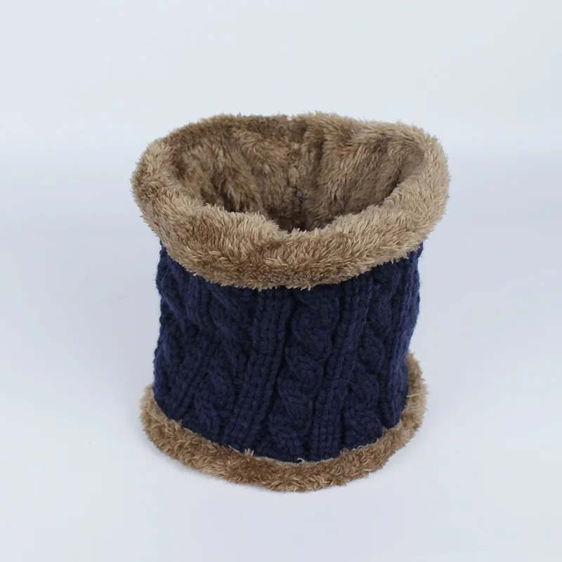 Ring Blue Зимние шапочки Для женщин Для мужчин модные однотонные внутри толстый теплый трикотаж зимняя шапка Кепки шарф наборы Skullies капот шарф комплекты - Цвет: Ring Blue
