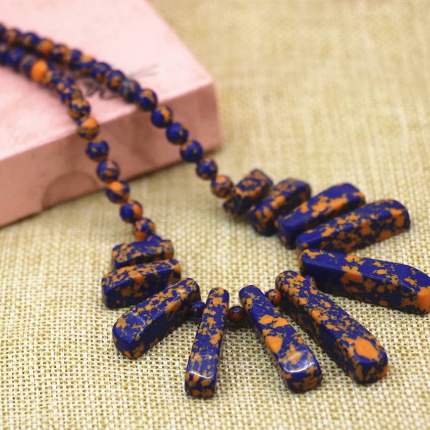 Многоцветный цепочка ожерелье 6 мм круглые бусины из искусственного Phoenix LAPIS Lazuli