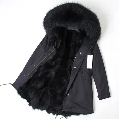 5 OFTBUY, новинка, зимняя куртка для женщин, пальто из натурального меха, парка, воротник из меха енота, Лисий мех, подкладка, свободное, армейское, зеленое, длинное пальто, уличная одежда - Цвет: 5