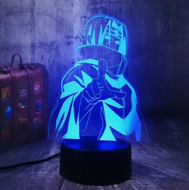 Uchiha Sasuke Аниме «Наруто» легенд» Учиха сасуке Узумаки Наруто 3D светодиодный ночной Светильник USB настольная лампа сна лампа для детей декор для мальчиков детские игрушки Рождественский подарок - Испускаемый цвет: Uchiha Sasuke
