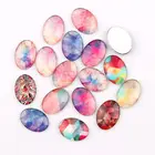 18*25 мм смешанный стиль Радужный Овальный стеклянный кабошон купол Ювелирная фурнитура Камея Подвеска 16 шт.лот