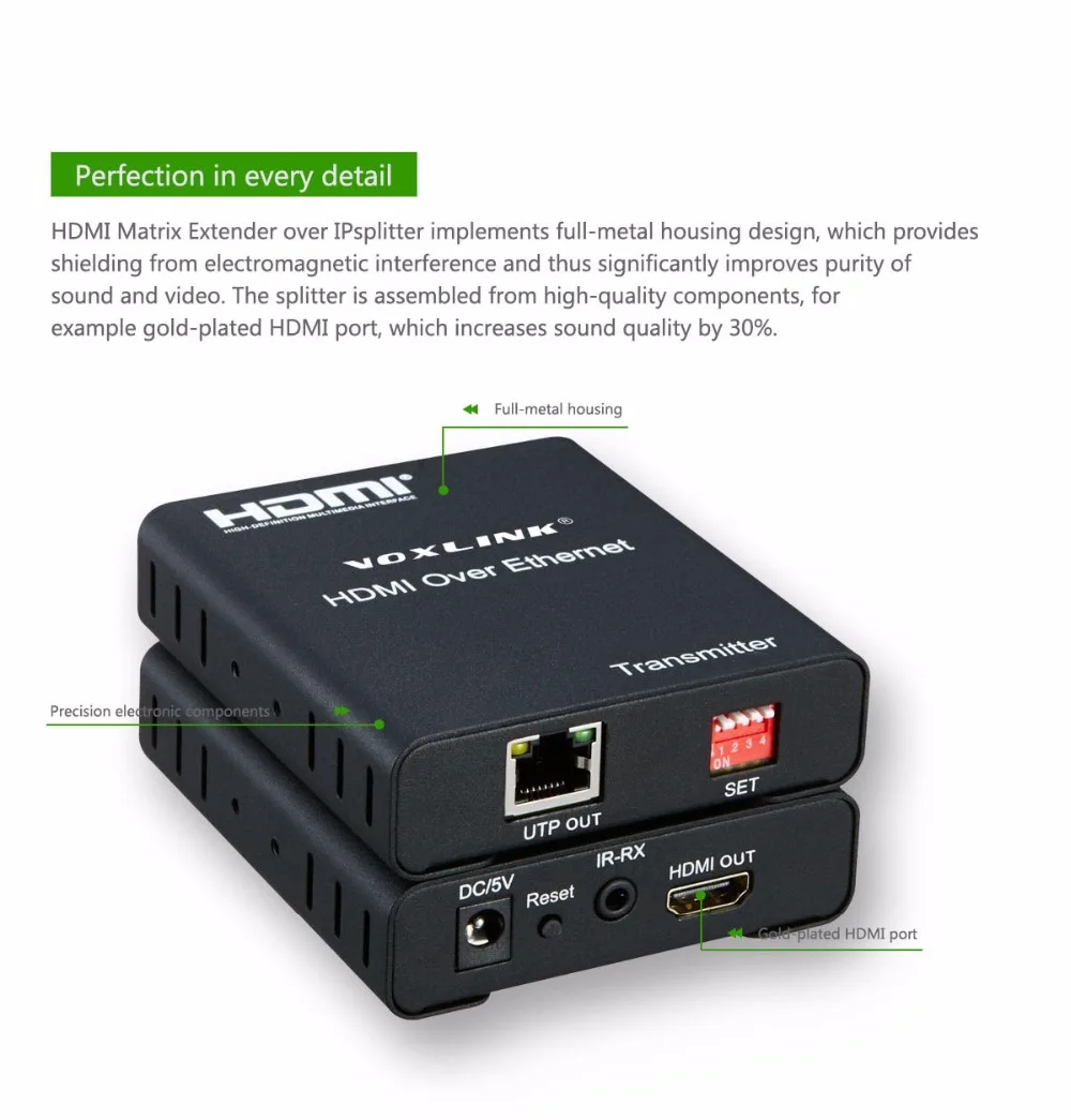 5 шт. voxlink 120 м HDMI удлинитель по IP cat 5e/6 Кабели 1080 P приемник передатчик матрица