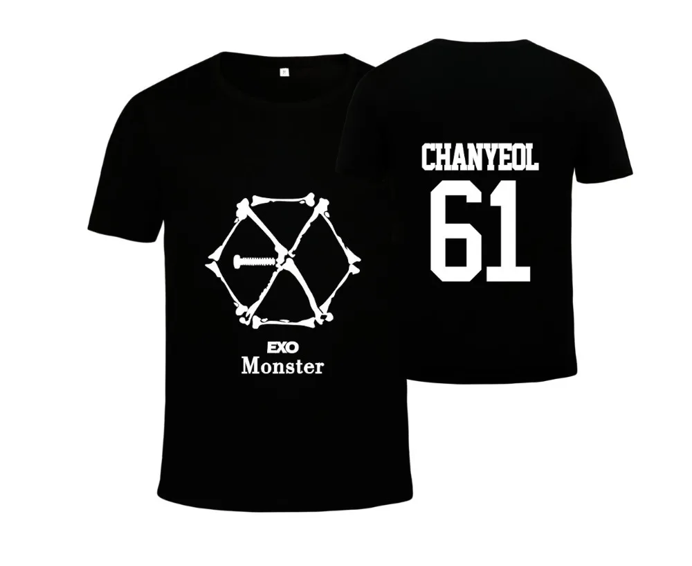 Футболка EXO BAEKHYUN Monster Базовая рубашка для концерта свободная футболка пар топ