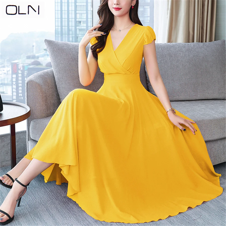 Новинка лета 2019 длинное шифоновое платье большого размера с реальной