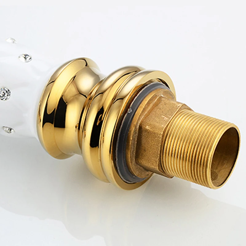 Европейский стиль золотой с белым и черным медный антикварный кран одним