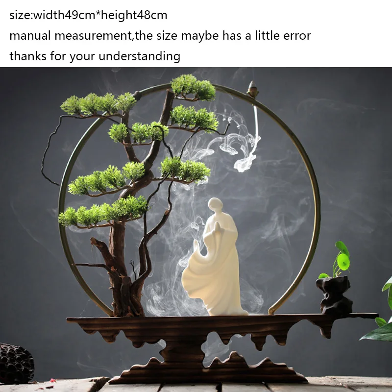 Zen Lucky благовония горелка из выветрившегося дерева искусственные растения