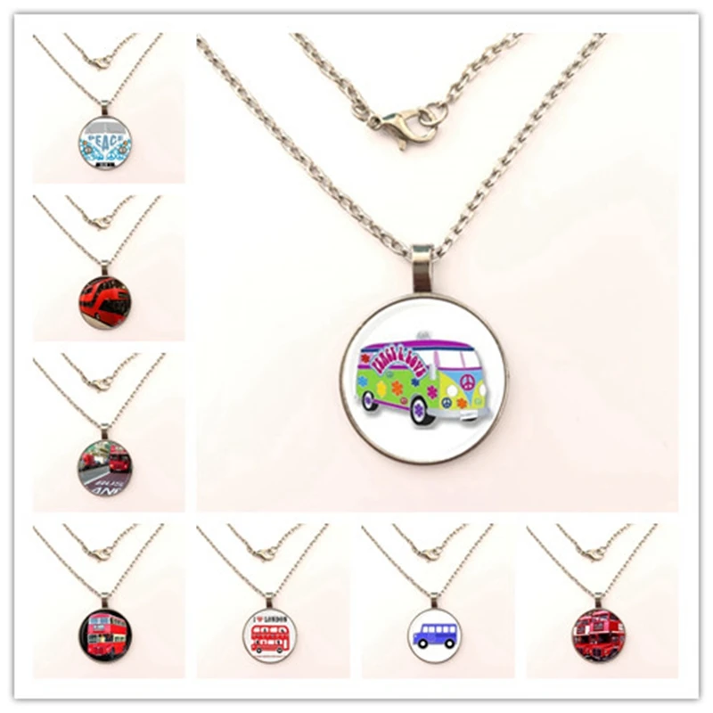 GDRGYB 2019 EJ Glaze Jewelry Fashion Statement Glass Pendant necklace For Women Kids Old London Montage Red Double Decker Bus | Украшения и