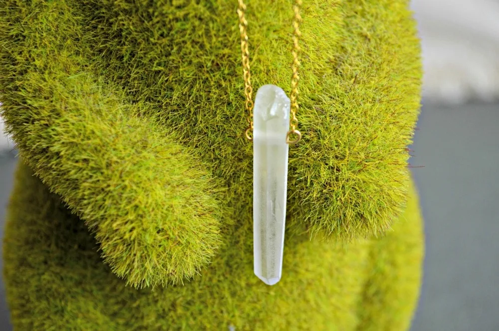 Сырое чистое кварцевое ожерелье с целебным кристаллом длинное | Украшения и