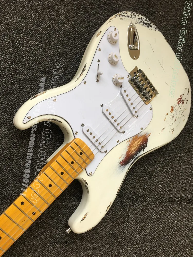 Новинка 2019 мощная электрическая гитара Relic white over Sunburst состаренная Jimi Hendrx