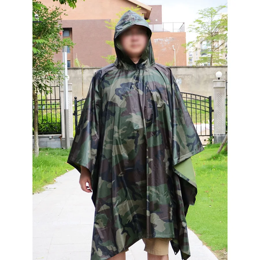 

Multifunction Military Waterproof Raincoat Camo Outdoor Hiking Raining Poncho Camping Fishing Motorcycle Mens Rain Poncho R5C030