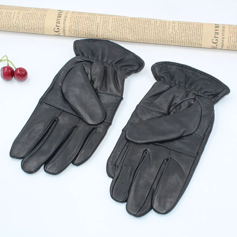 Перчатки мужские из натуральной кожи на флисе зимние теплые | Аксессуары для