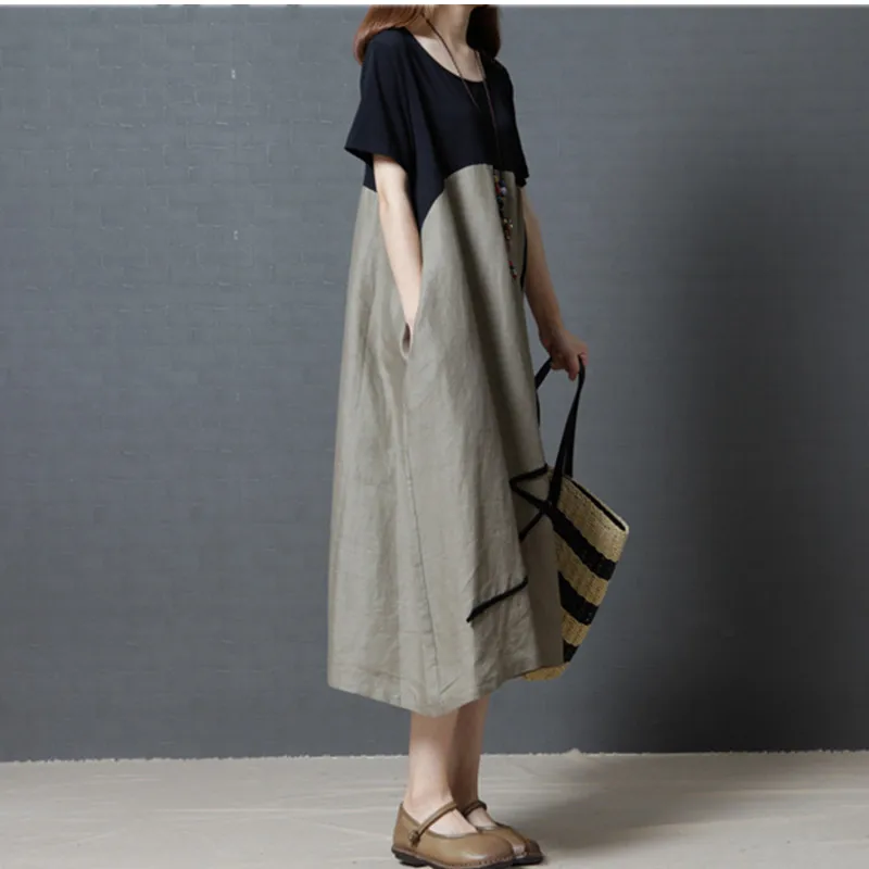 Фото ilstile 2018 Mori Girls Style Women Short Sleeve Patchwork Long Dress Summer Casual Loose Cotton Linen Oversized Sundress Женская ilstile 2018 Mori Girls Style Women Short Sleeve Patchwork Long Dress Summer Casual Loose Cotton Linen Oversized Sundress Женская