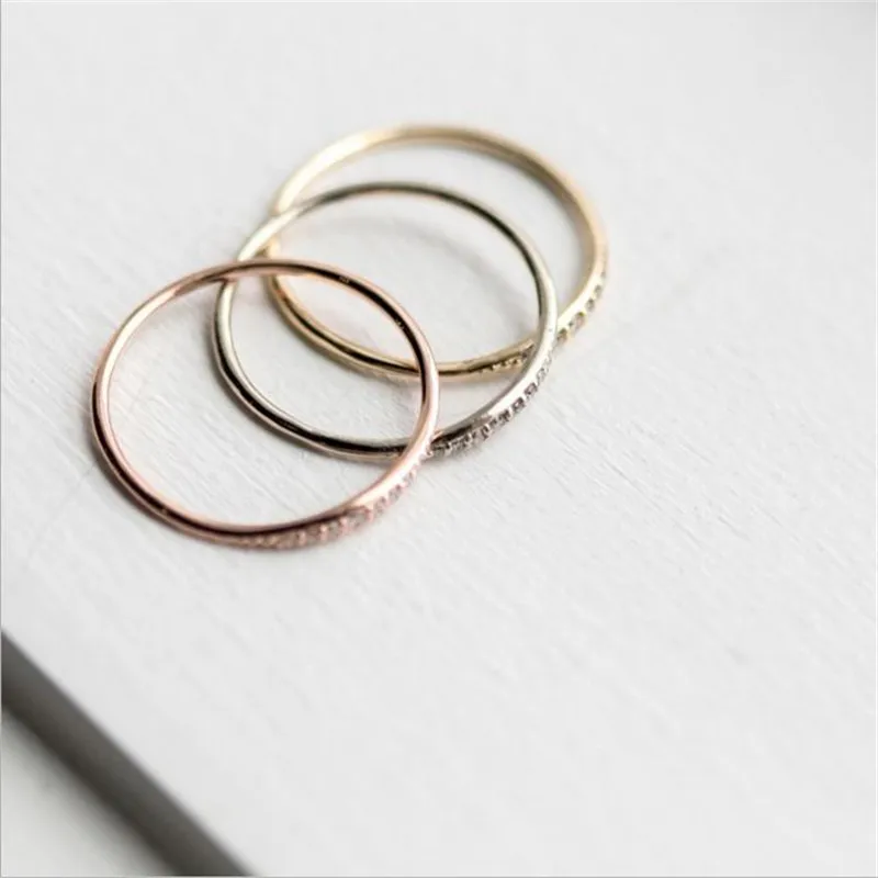 Luxury Silver Rose Gold Wedding Engagement Band Ring Simple Causal Rings Bijouterie For Women Lover's Fashion RF002 | Украшения и