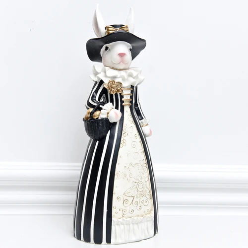 Miss rabbit Американский Корт, деревенский светильник, роскошные фигурки кролика, ручная работа, Черное золото, мисс кролик, скандинавский стиль, украшение дома, аксессуары - Цвет: Miss rabbit