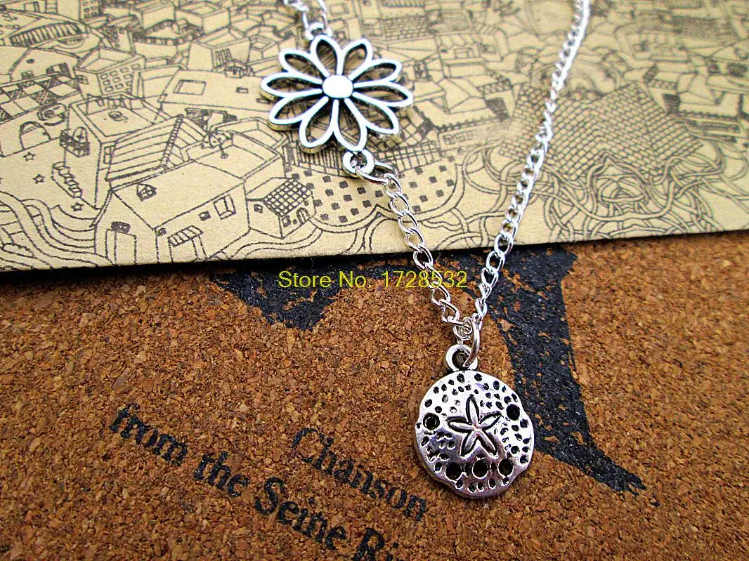 Модное 25*19 мм Филигранное ожерелье с подвеской 12 песочного доллара|flower fashion|necklace