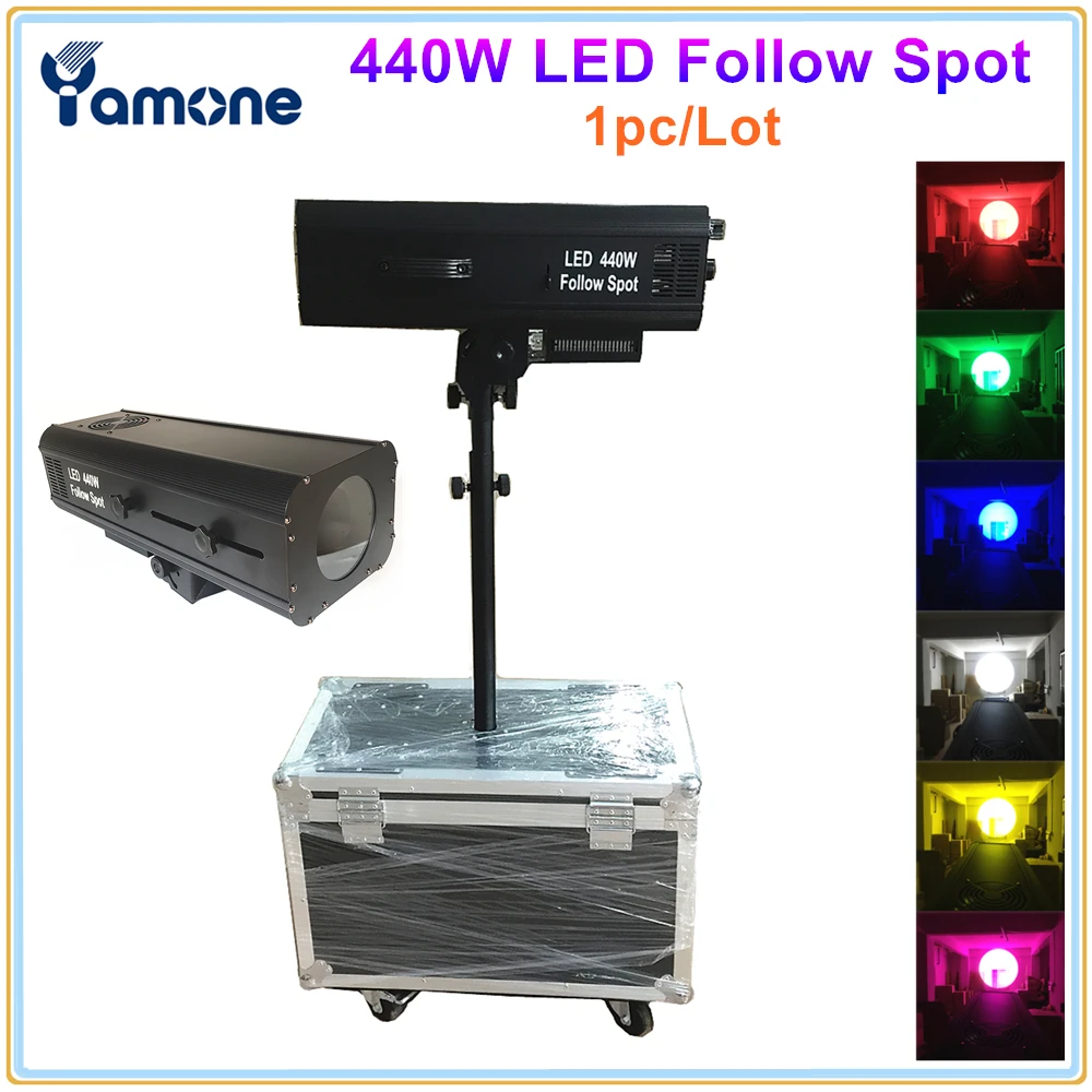 

1pc/Lot 440W LED Follow Spot Light With Power 440W LED Follow Tracker With Stand And Flight Case For Wedding Theater
