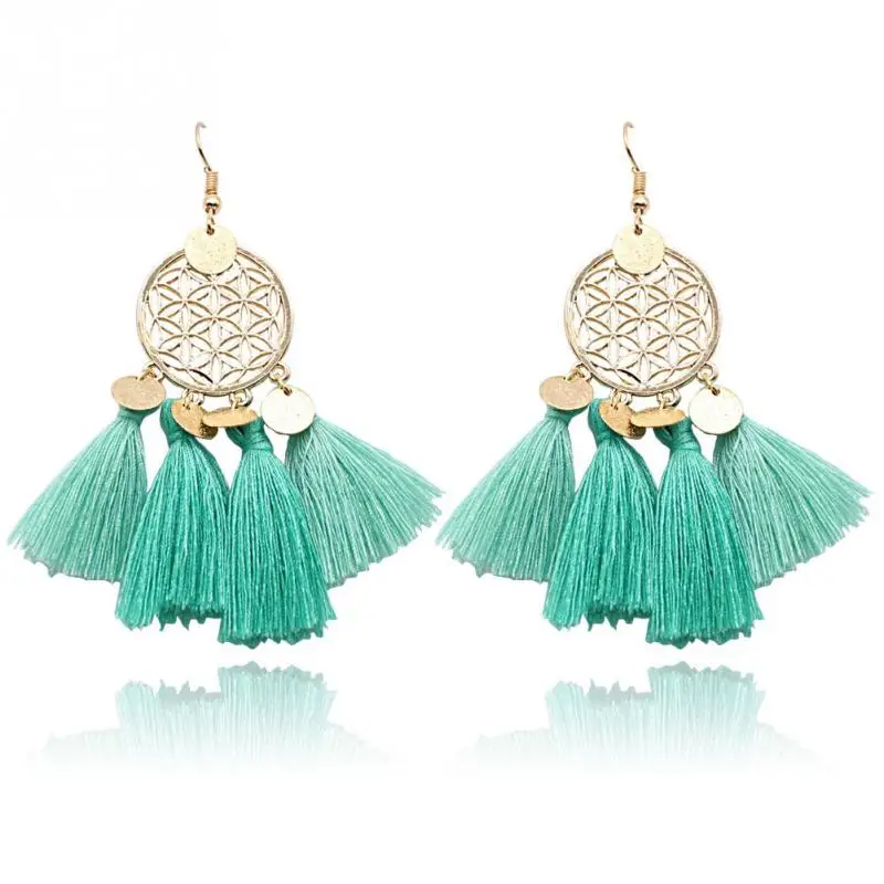 Новый 11 цветов кисточкой серьги для Для женщин этнические большие Богемия Модные