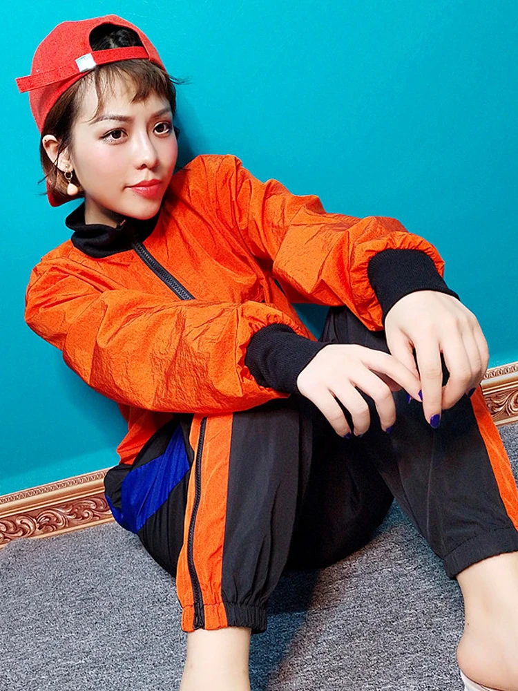 Женская сетчатая Толстовка Athleisure осенняя Спортивная оранжевая толстовка на