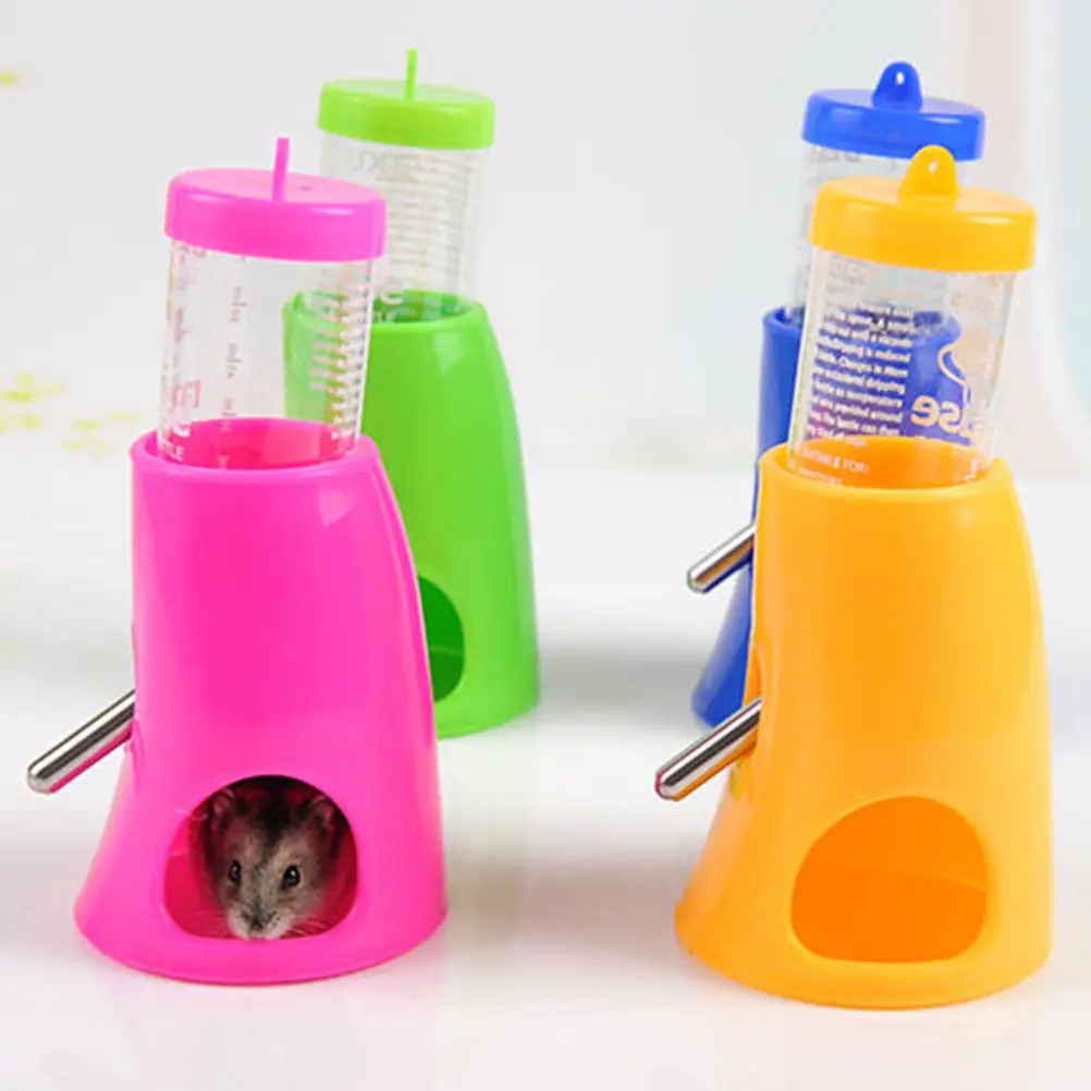 New 2 in 1 Multi Candy Color Small Water Drinking Bottle Animal Hideout Nest Toy Hamster Holder Dispenser With Base
