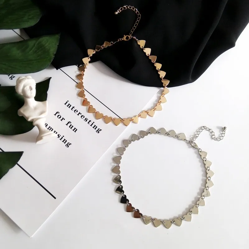 Простой темперамент имитация покрытием золото любовь металл прилив ключицы цепи