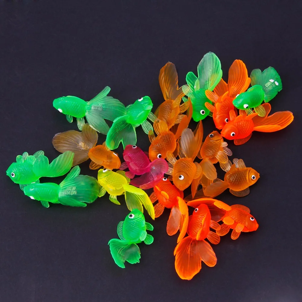 HBB 20pcs Rubber Simulation Small Goldfish Gold Fish Kids Toy Decoration Bath | Игрушки и хобби