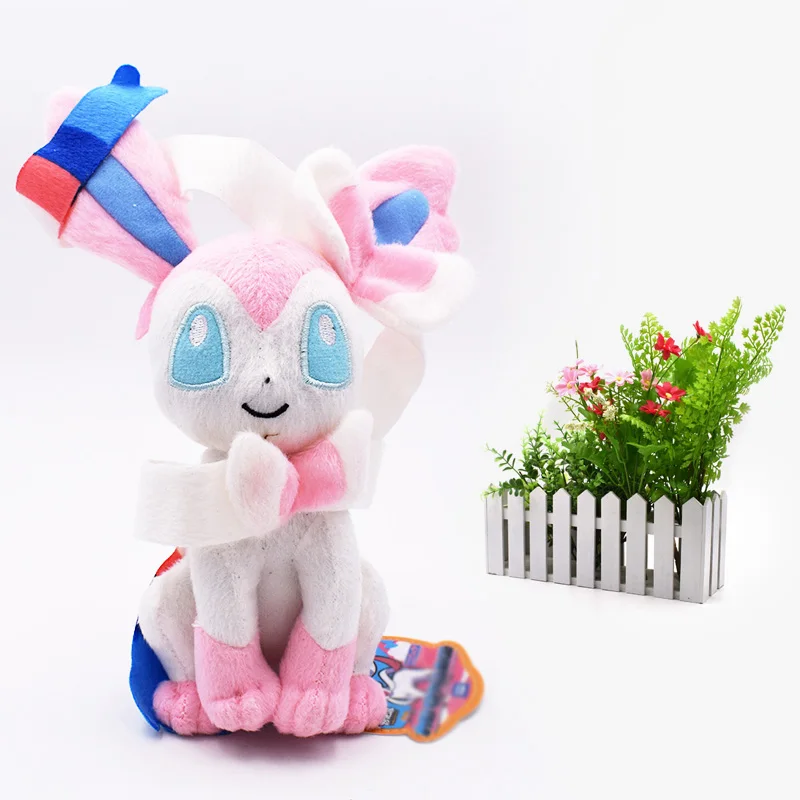 Sylveon 9 видов стилей сидя Eevee Umbreon Flareon Vaporeon Glaceon Jolteon Espeon Leafeon Sylveon Животные Мягкие плюшевые качественные Мультяшные игрушки - Цвет: Sylveon