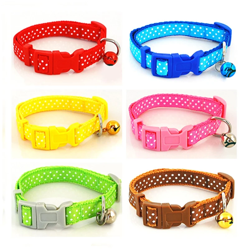 

(12 Pieces/Lot)1.0cm Width Nylon Dot Style Cat Small Dog Puppy Necklace Collar